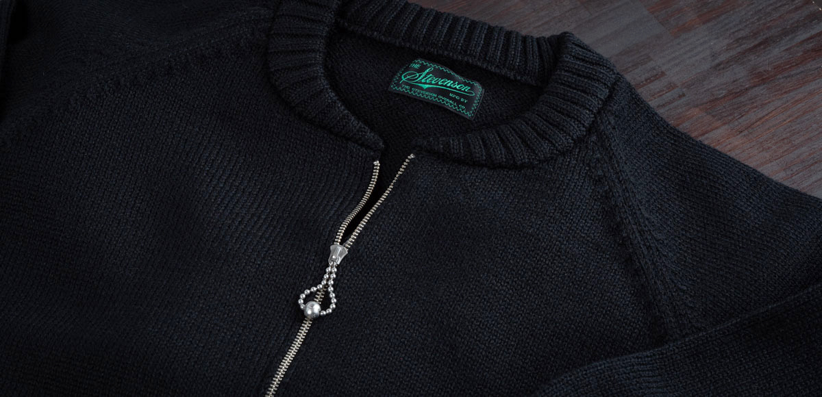 STEVENSON OVERALL Co. Half-Zip Black Wool Sweater - HWS 2023NW