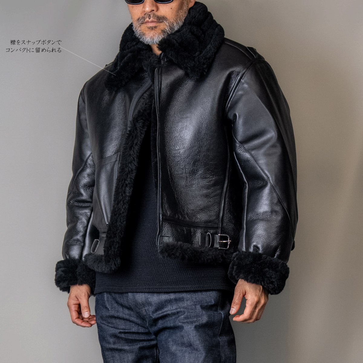 Vanson B-3 Special Black Mouton Jacket 2025FW