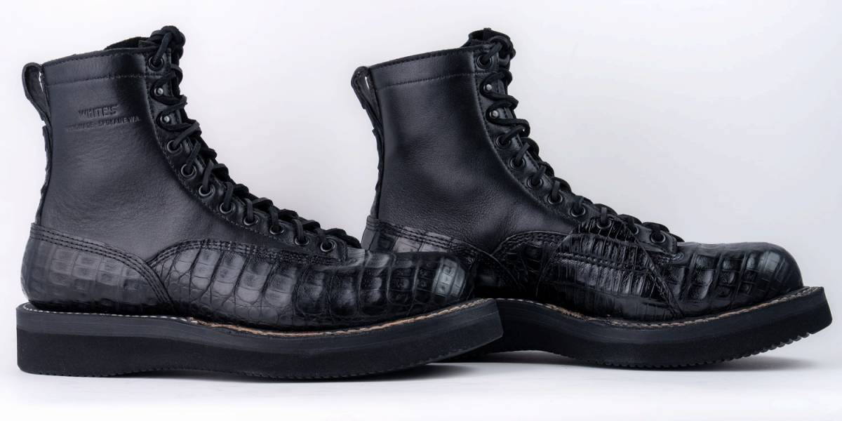 WHITE'S BOOTS 375NW-LTT-CB Black Caiman × Calf