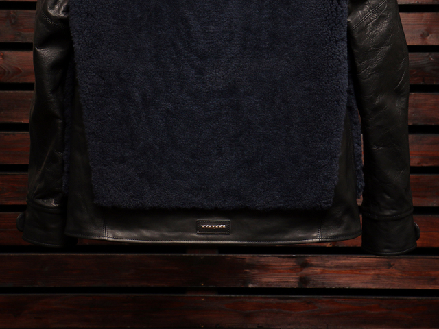 EMPTY GARAGE別注 FindersKeepers FK-GRIZZLY JACKET BLACK HORSEHIDE x NAVY SHEEPSKIN